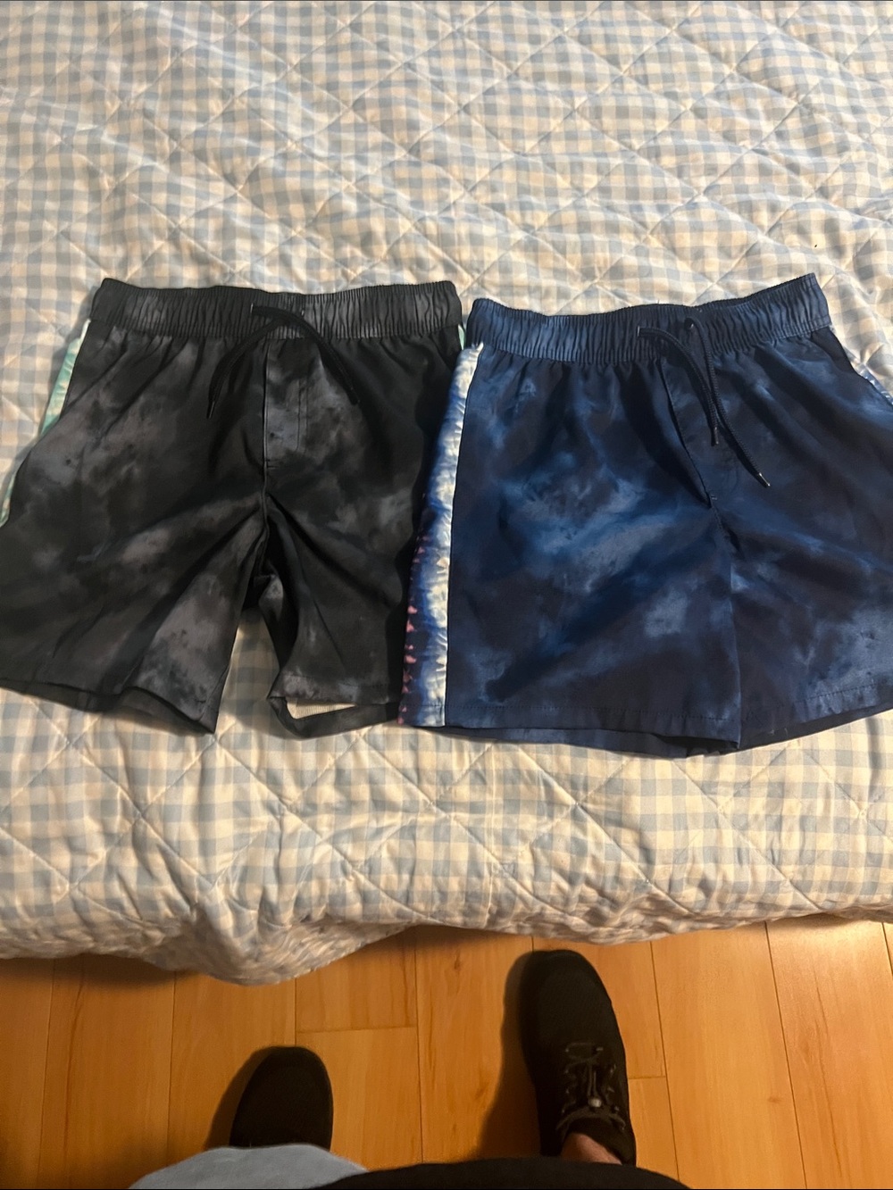 OshKosh B'gosh Boys Tie-Dye Swim Shorts in Blue and Black